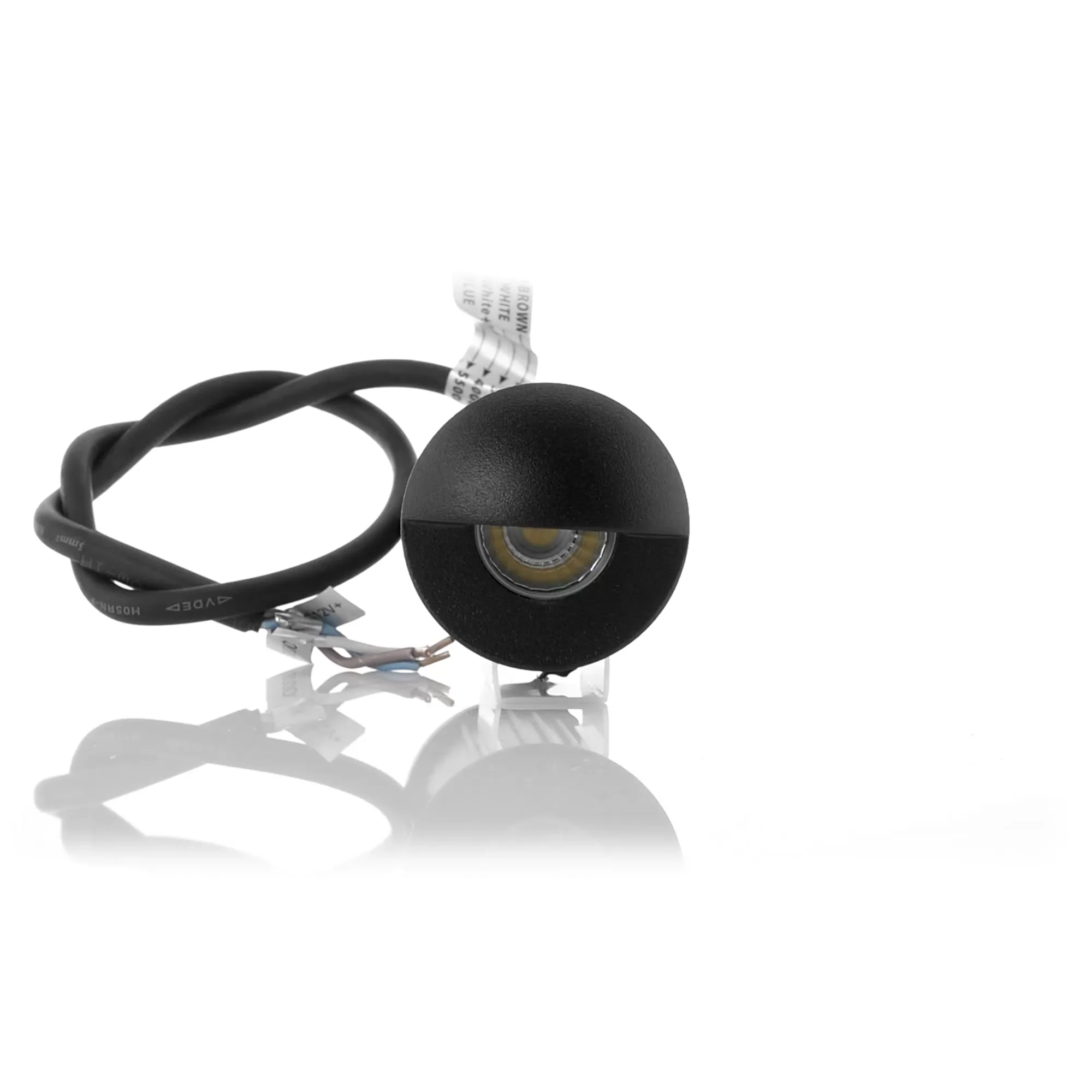 HV2891T-BLK-12V - Mini Ollo Black LED Step Light with Eyelid 360 degree view