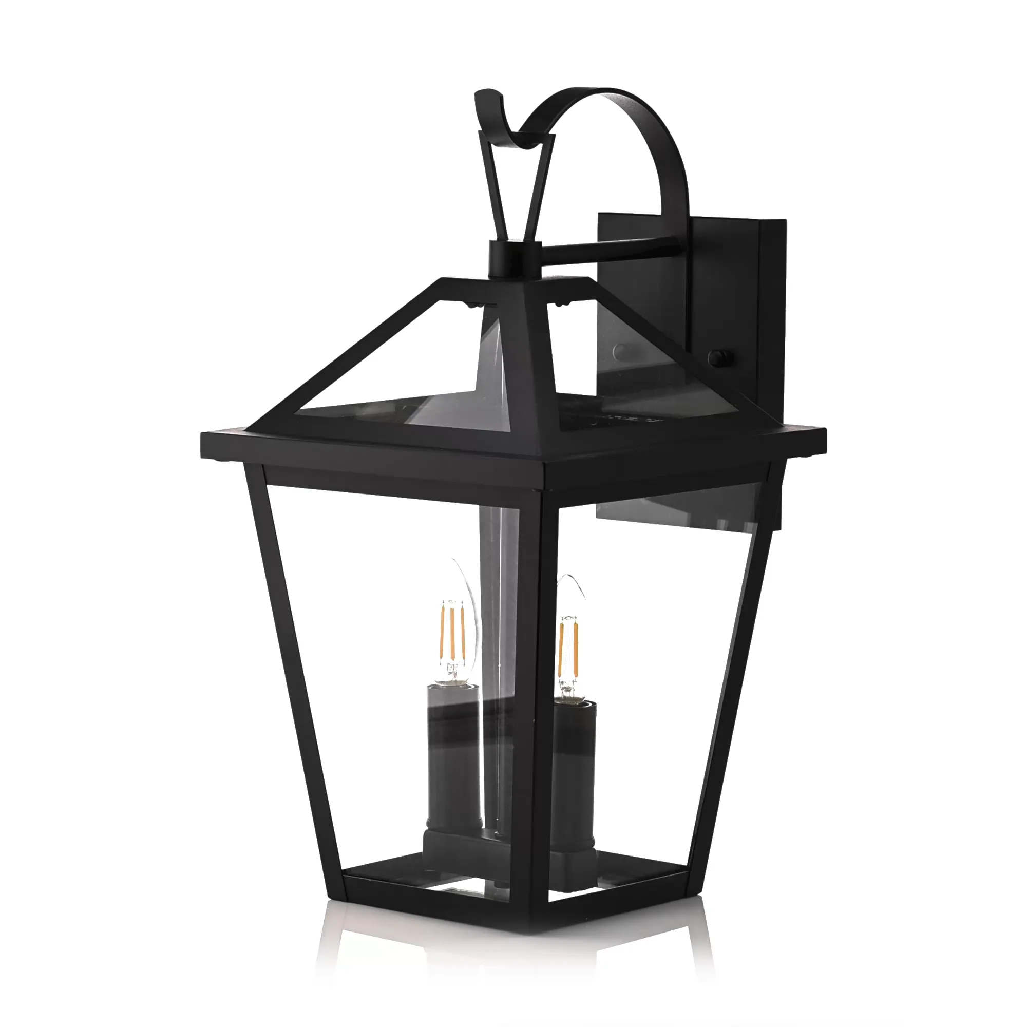 HV3538W-S-BLK - Karter Galvanised Iron Black Wall Light 360 degree view
