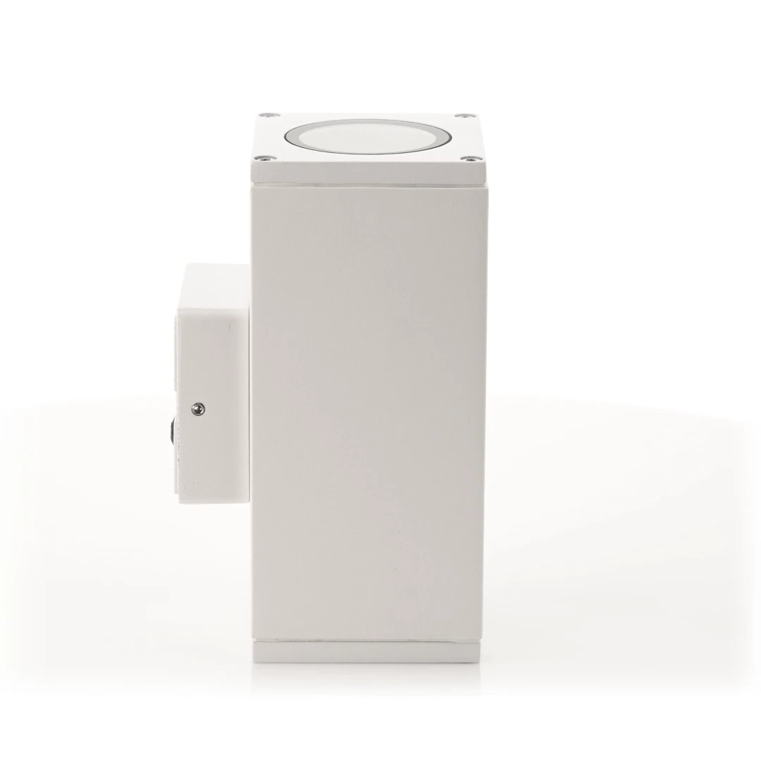 HV3624T-WHT - Quadru Square White TRI Colour Up & Down LED Wall Light 360 degree view