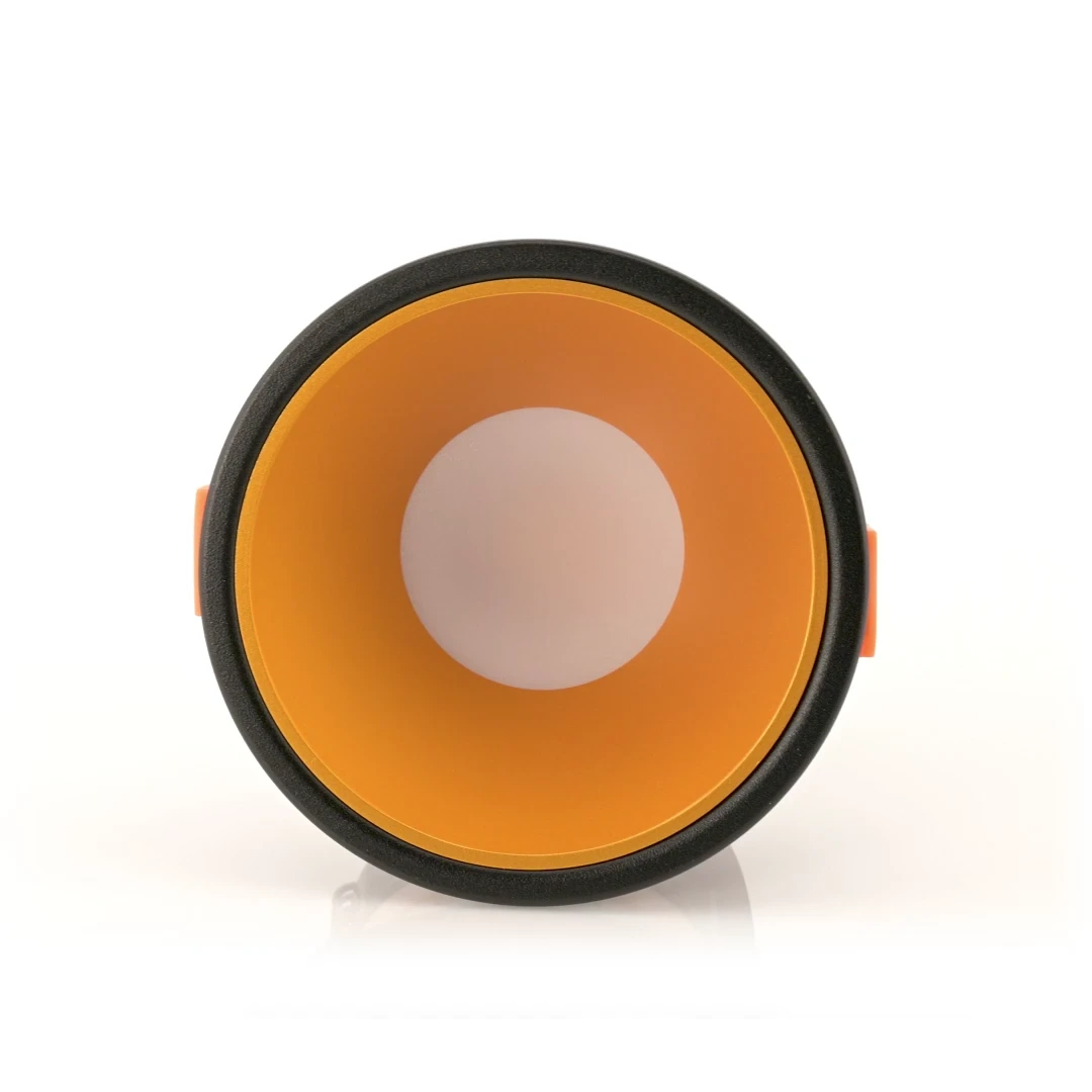 HV5528D2W-BG - Gleam Black with Gold Insert Fixed Dim to Warm LED Downlight 360 degree view