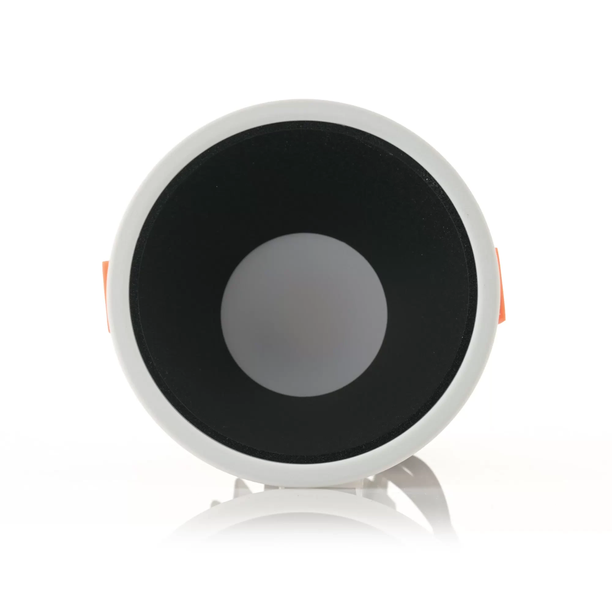 HV5528T-WB - Gleam White with Black Insert Tri Colour Fixed Deep LED Downlight 360 degree view