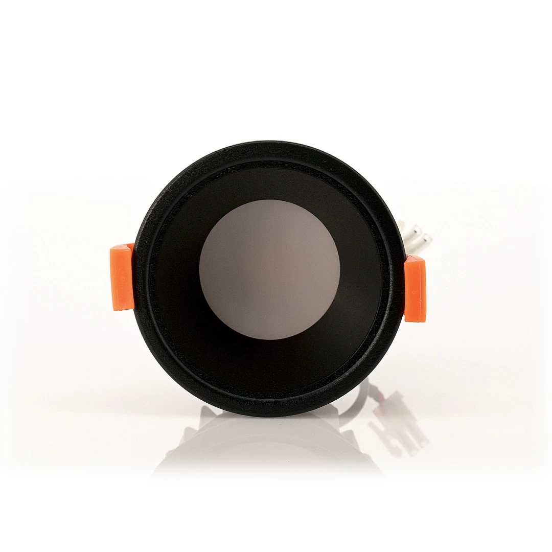 HV5529T-BB - Gleam Black with Black Insert Tri Colour Fixed Deep LED Downlight 360 degree view