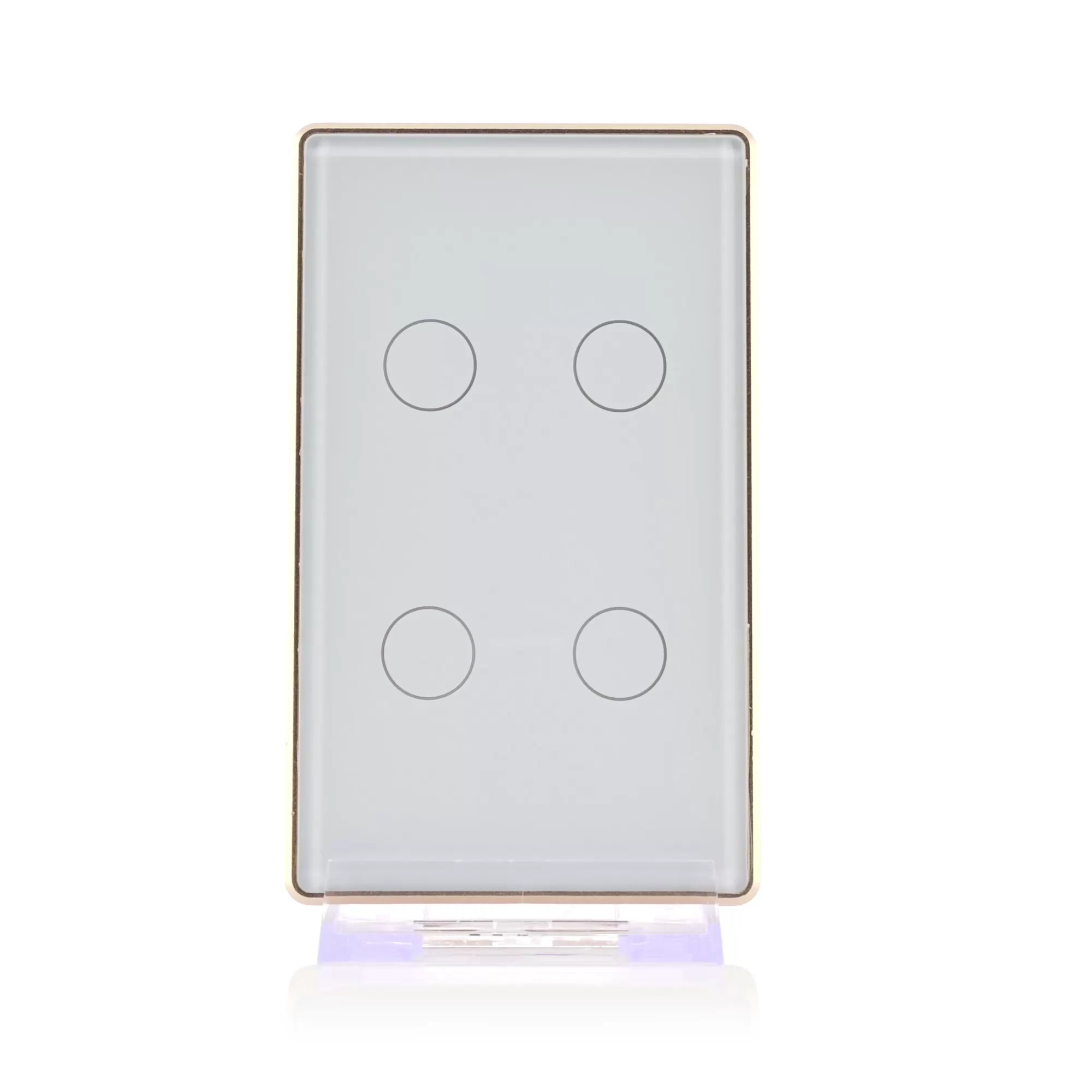 HV9120-4 - Wifi 4 Gang White with Gold Trim Wall Switch 360 degree view