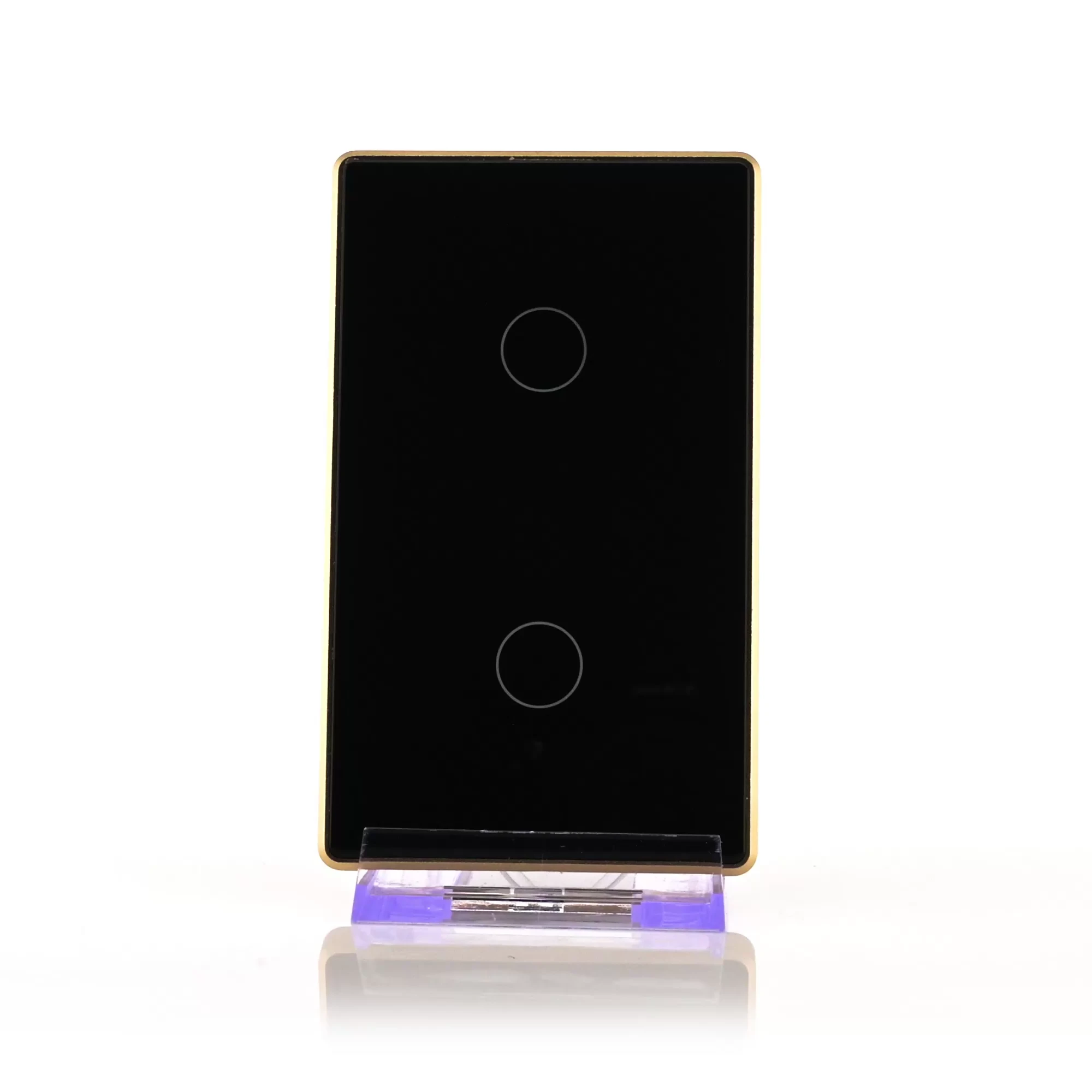 HV9220-2 - Wifi 2 Gang Black with Gold Trim Wall Switch 360 degree view