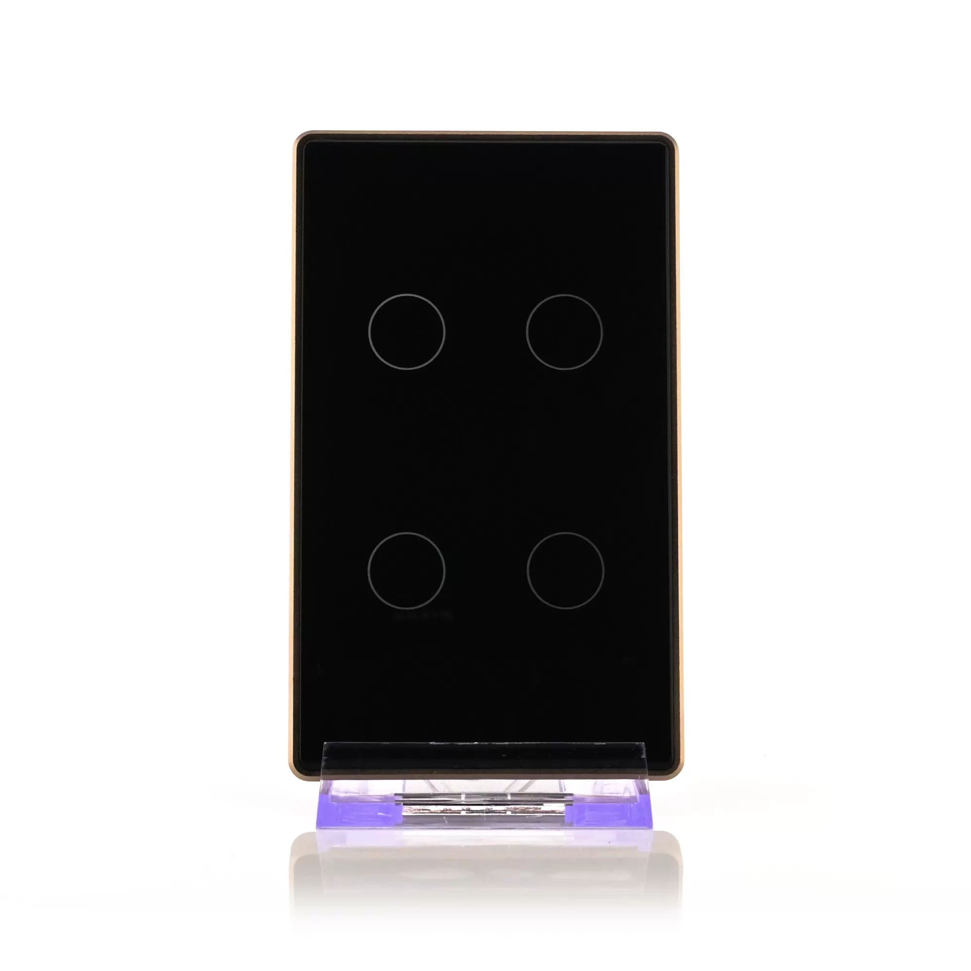HV9220-4 - Wifi 4 Gang Black with Gold Trim Wall Switch 360 degree view